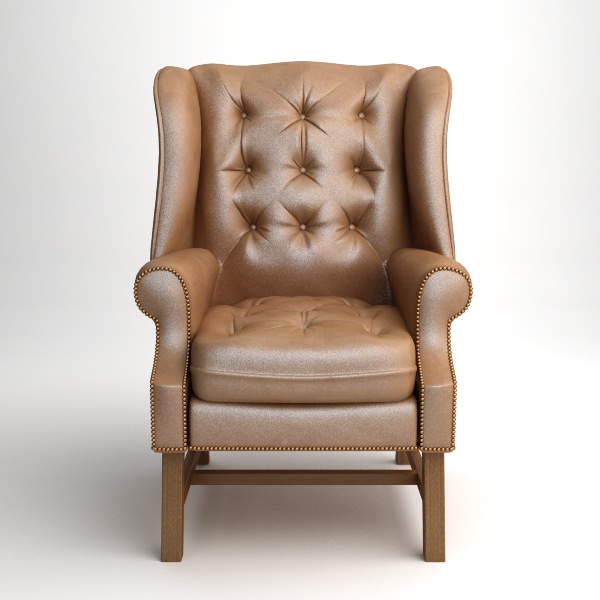 Traditional Wing Back Armchair 3D model_2