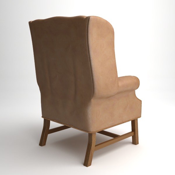 Traditional Wing Back Armchair 3D model_1
