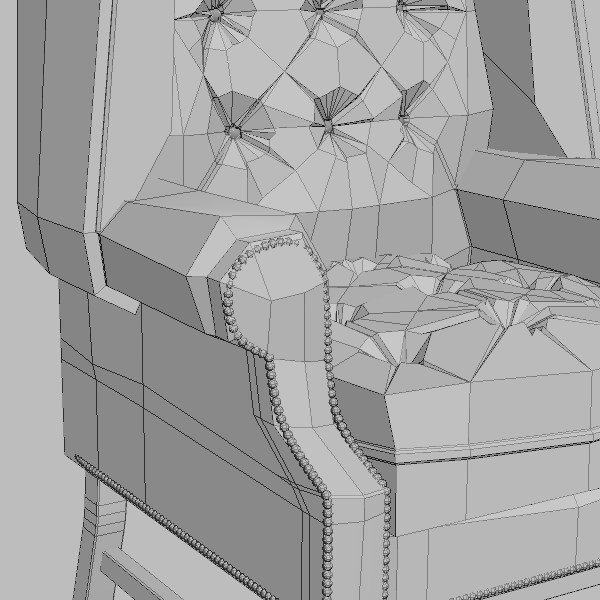 Traditional Wing Back Armchair 3D model_3
