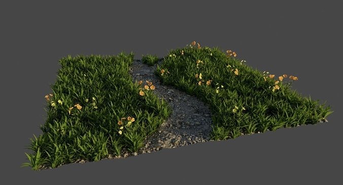 grass with flowers Free 3D model