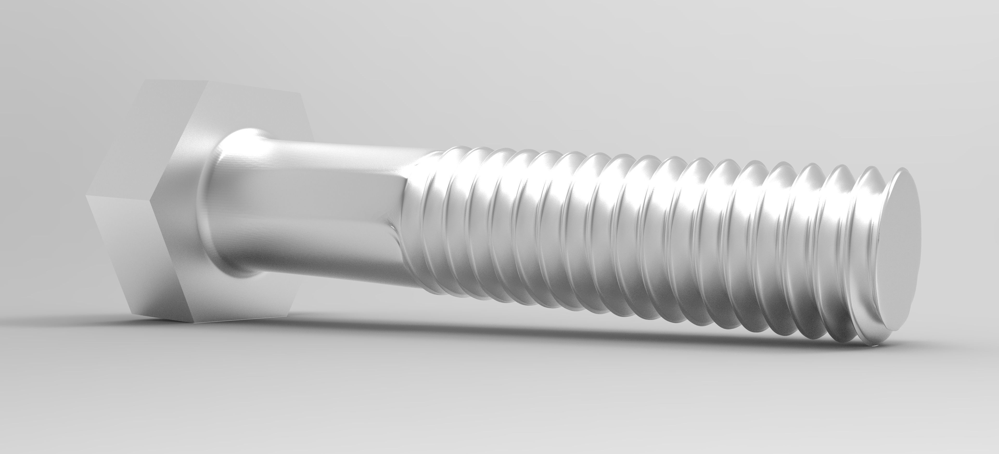 Hexagon Head Bolt - M6 - Mesh And FBX Low-poly 3D model_1