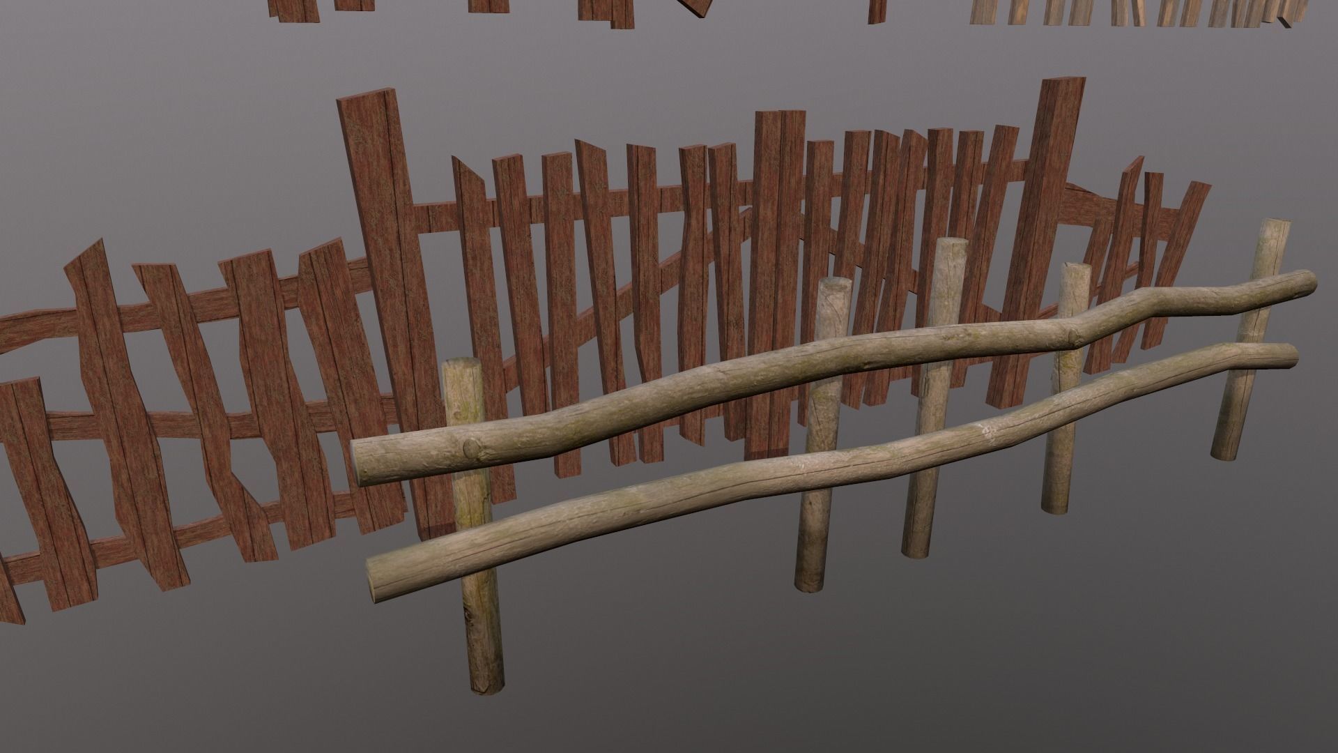 Medieval fences Low-poly 3D model_3