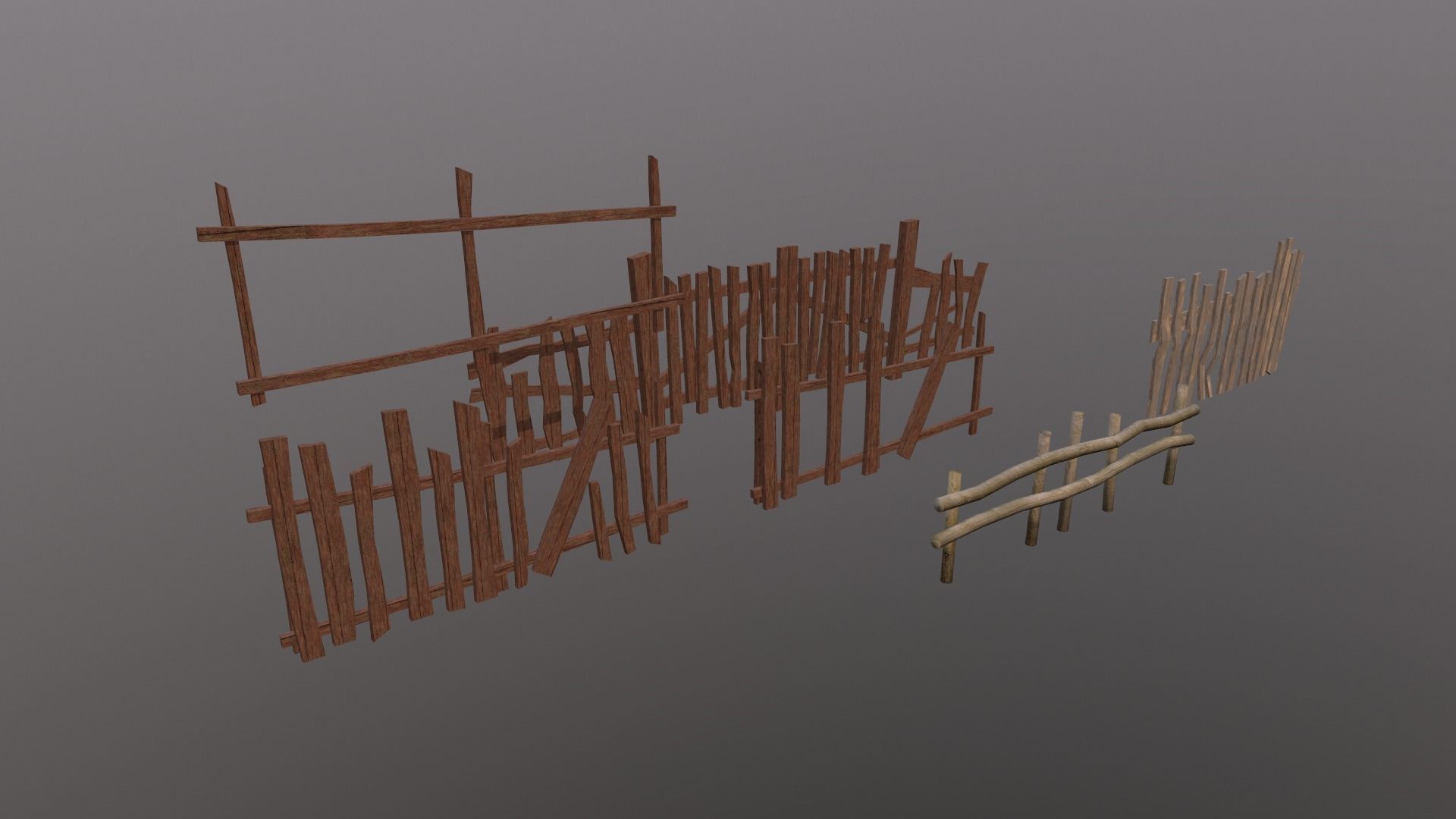 Medieval fences Low-poly 3D model_2