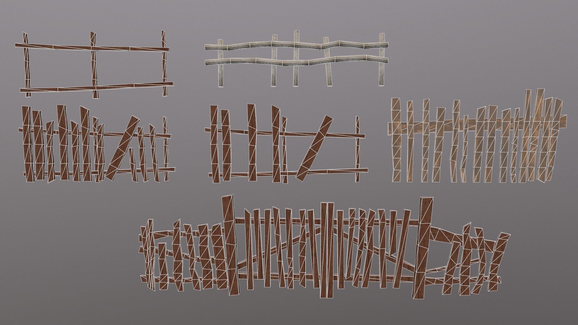 Medieval fences Low-poly 3D model_4
