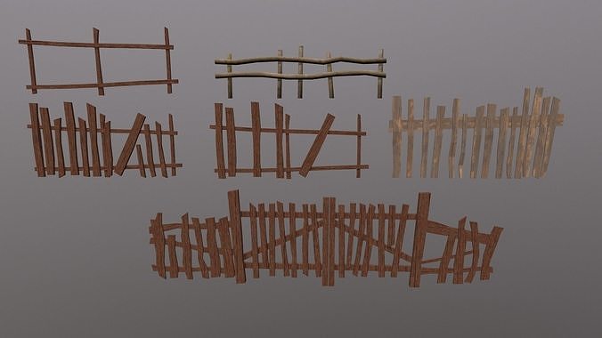 Medieval fences Low-poly 3D model