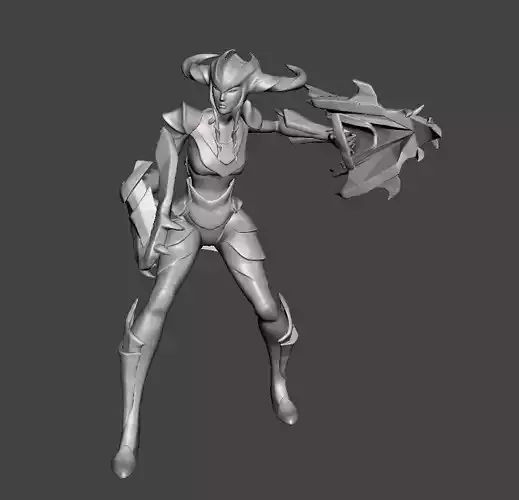 Shyvana 3D Model woman holding sword