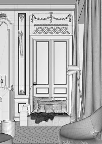 Parisian interior scene 3D model 5