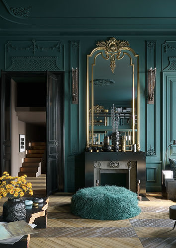 Parisian interior scene 3D model 3