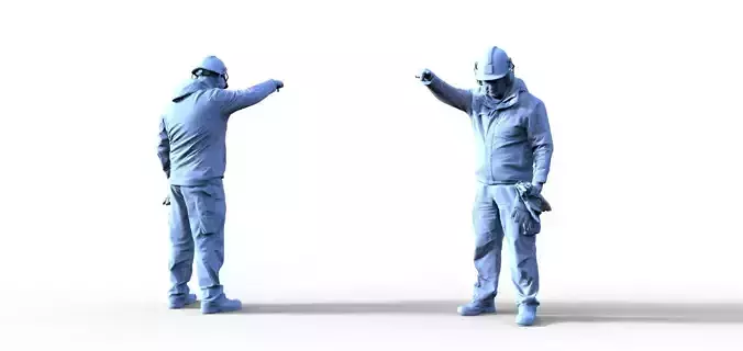 Rico C two men uniforms pointing at each 3D print model