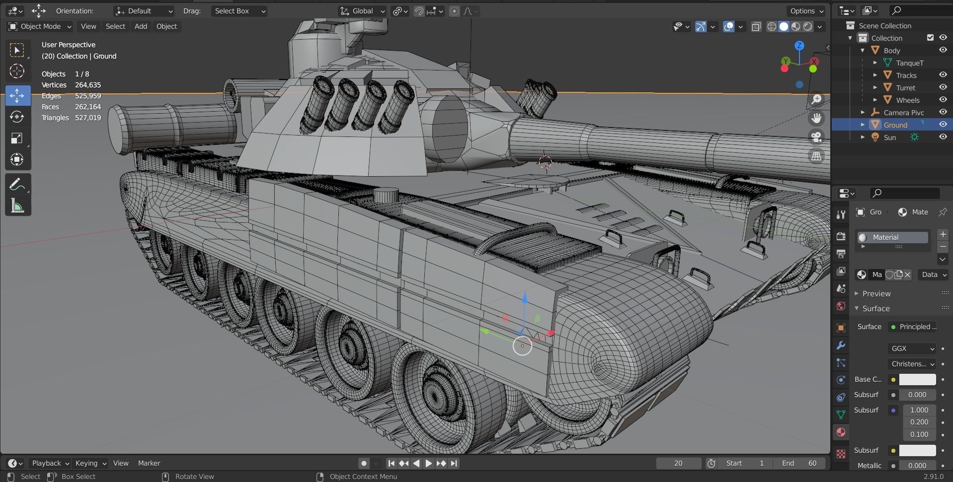 Tank T-80 UK battle tank CGI 3D Model 3D model_15