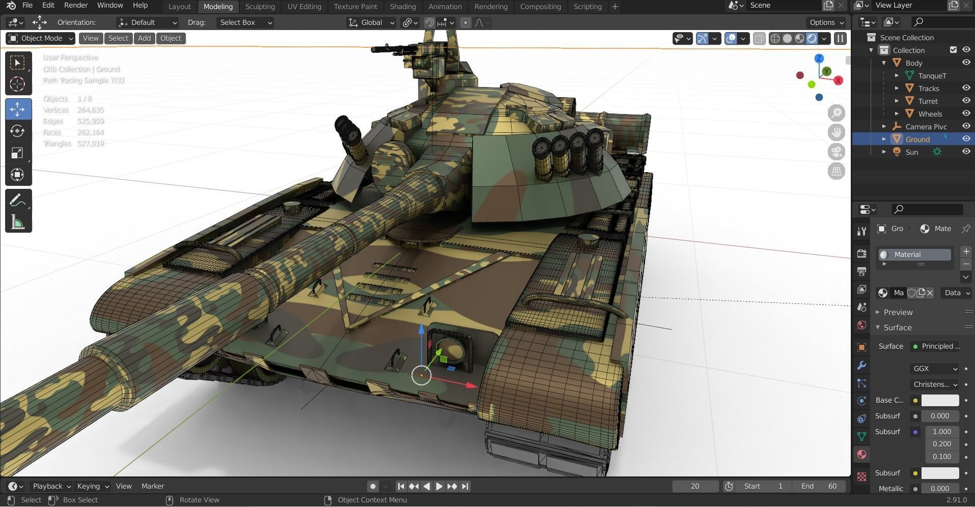 Tank T-80 UK battle tank CGI 3D Model 3D model_20
