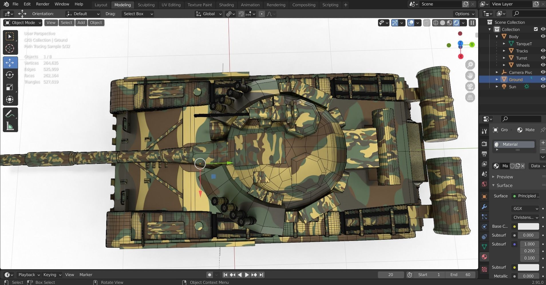 Tank T-80 UK battle tank CGI 3D Model 3D model_18