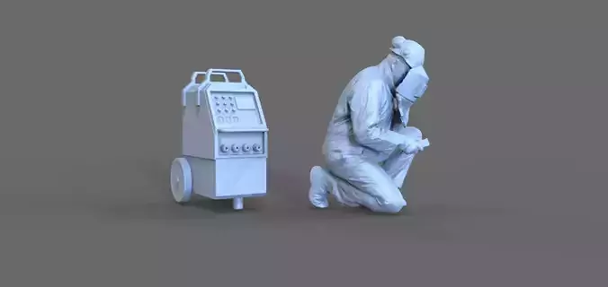Welder A person kneeling 3D print model