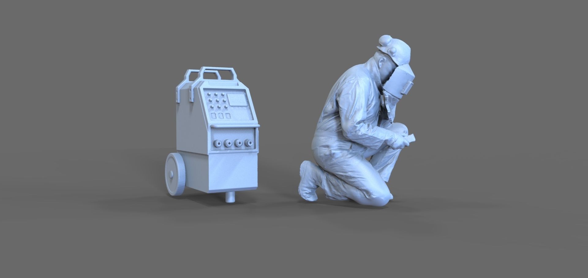 Welder A person kneeling 3D model 3D printable CGTrader
