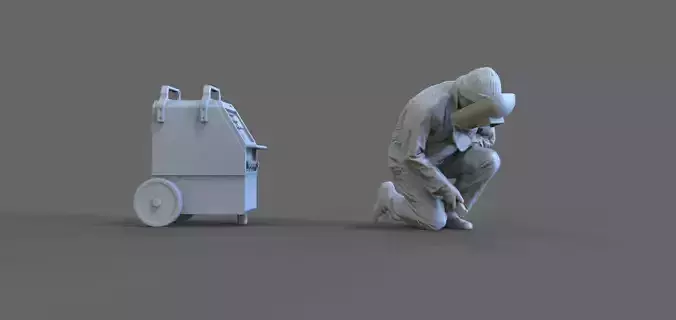 Welder B man with cart 3D print model