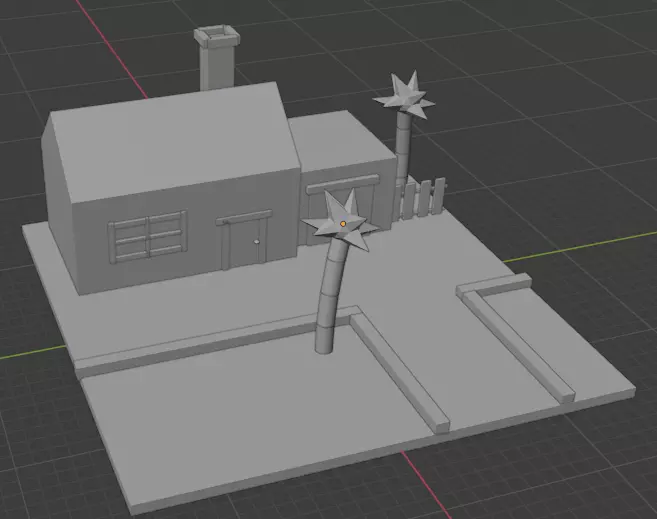 Street house with palm trees Free low-poly 3D model
