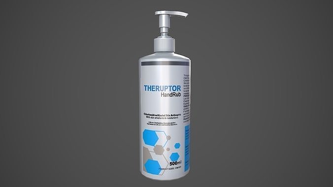 Sanitizer Bottle Theruptor with liquid Low-poly 3D model