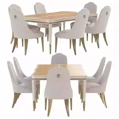 Michael Amini AICO  Malibu Crest dining table and chairs 3D model