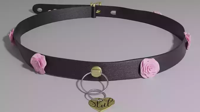 Slut leather choker 