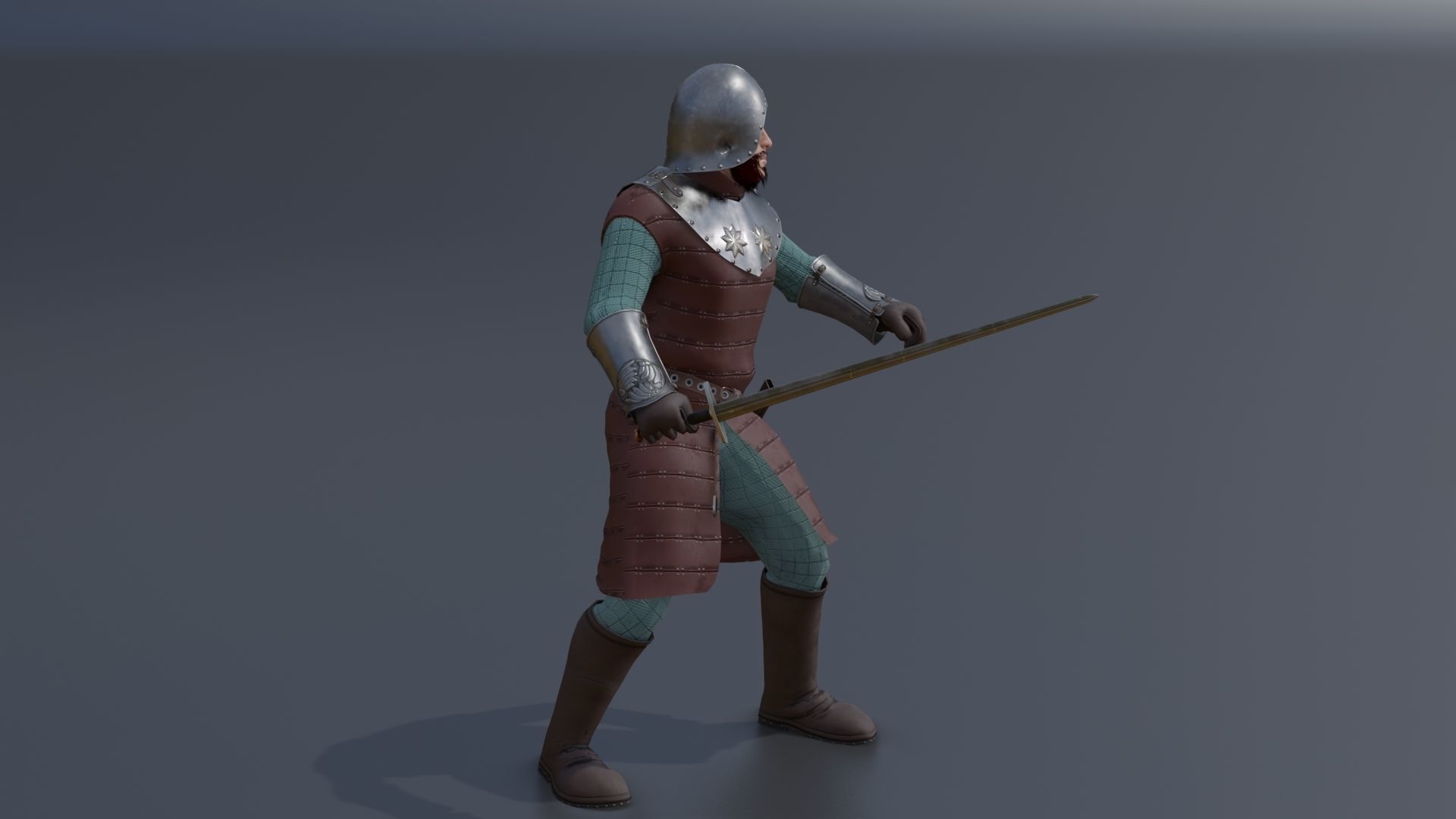 Model  medieval soldier 2 Low-poly 3D model_17
