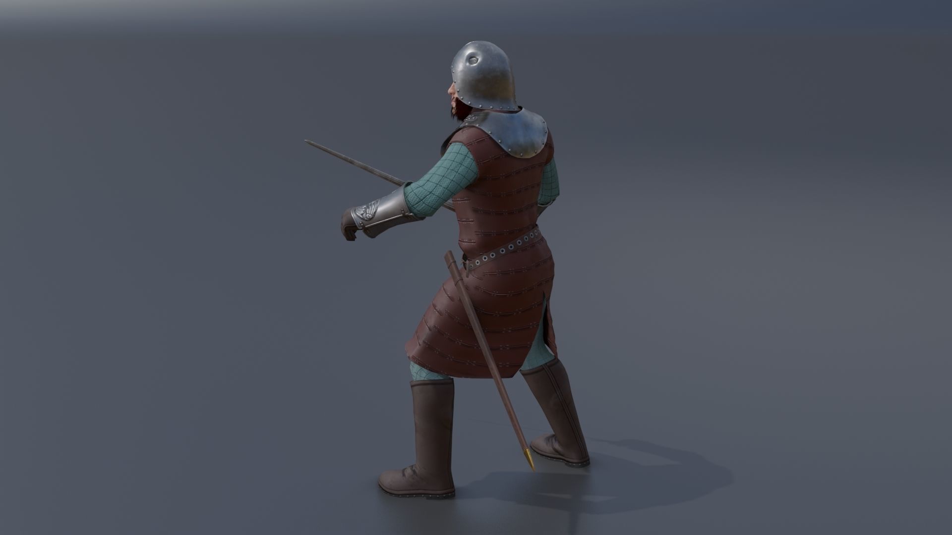 Model  medieval soldier 2 Low-poly 3D model_7