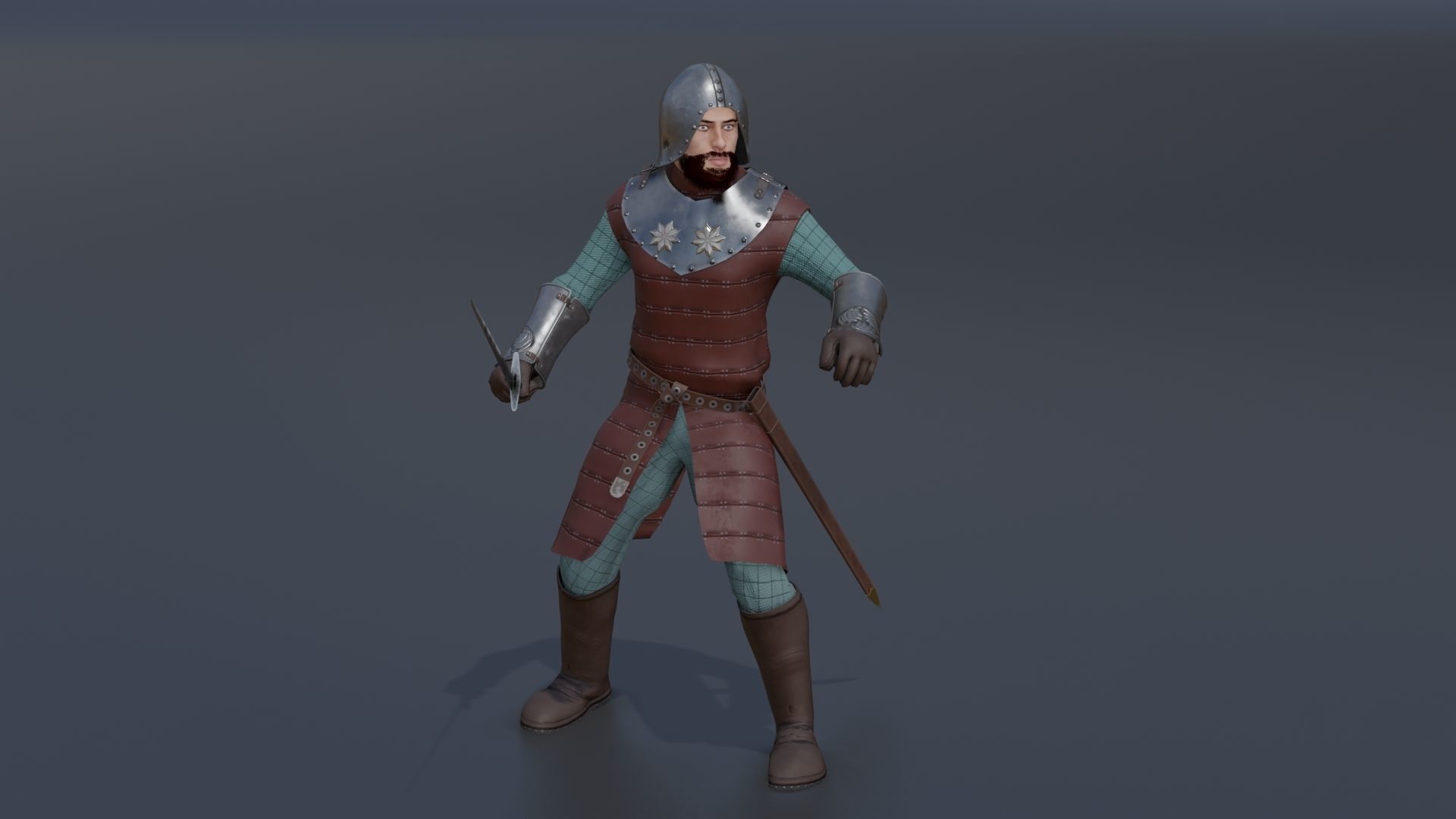 Model  medieval soldier 2 Low-poly 3D model_19