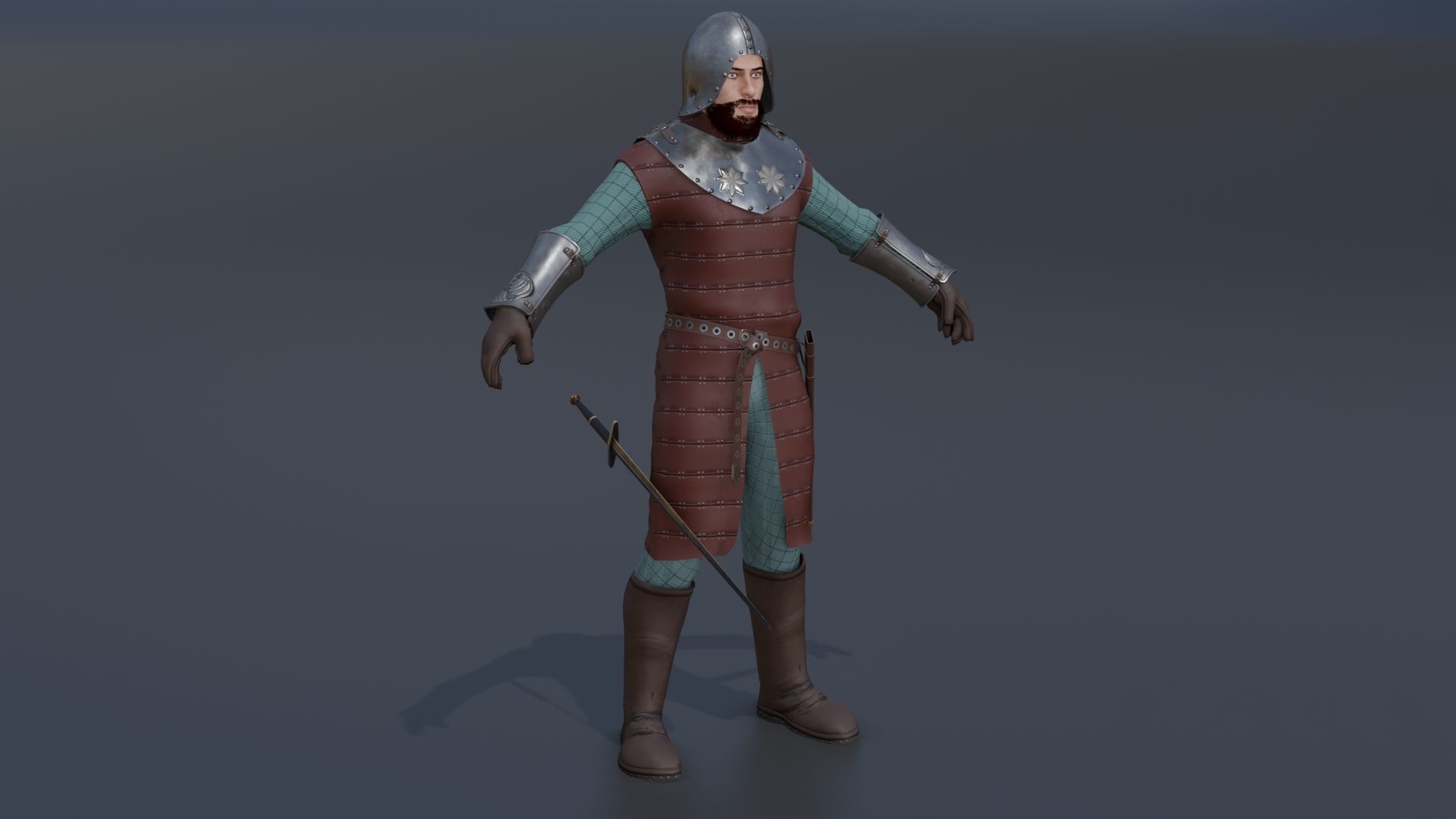 Model  medieval soldier 2 Low-poly 3D model_5
