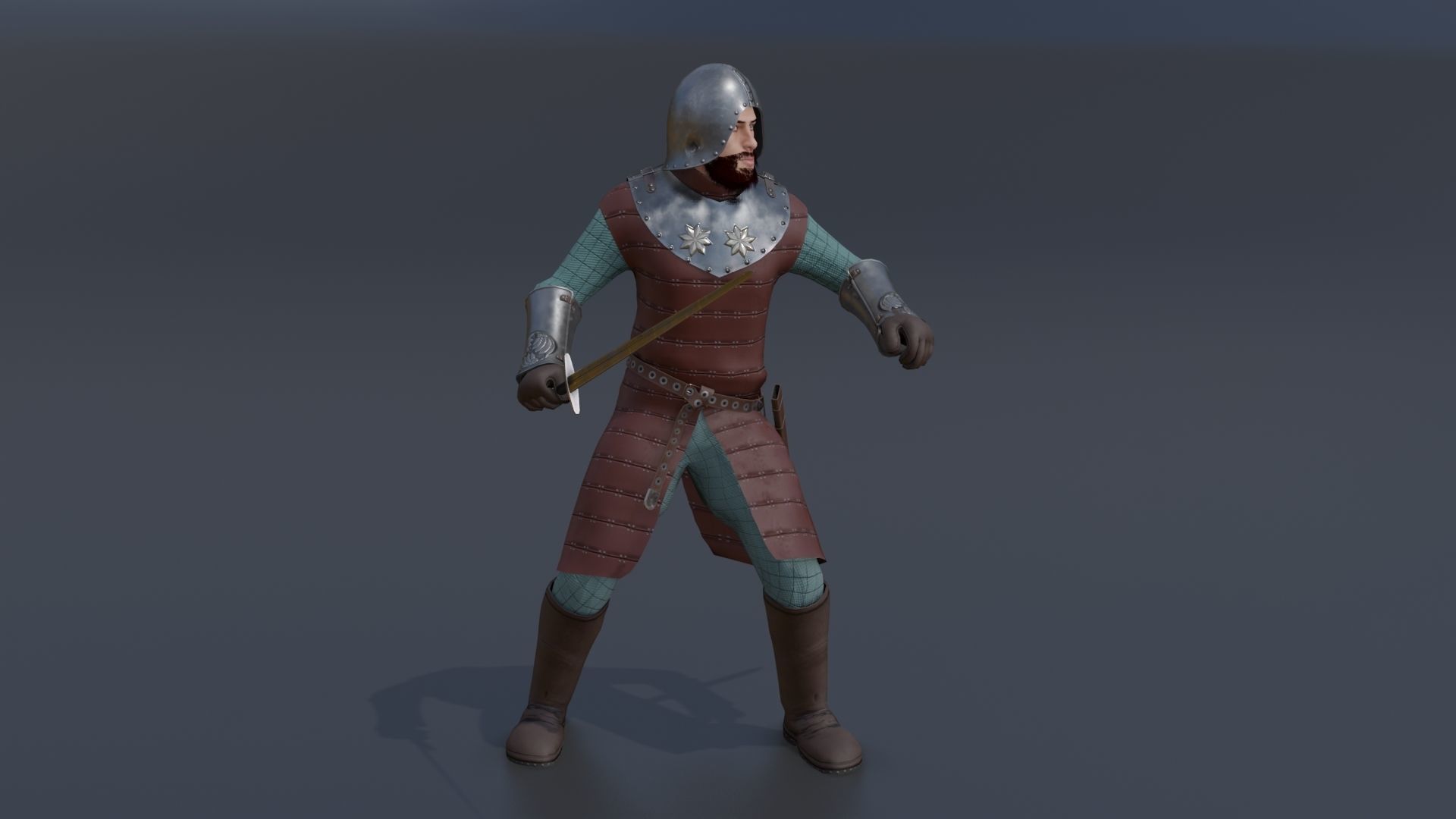Model  medieval soldier 2 Low-poly 3D model_18