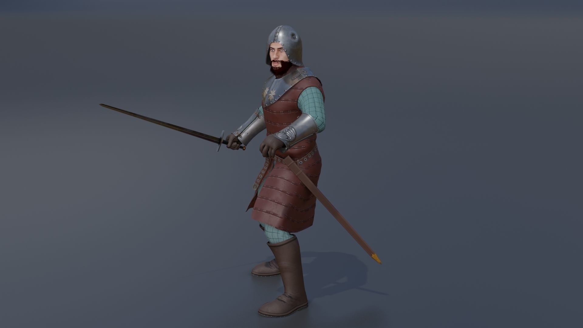 Model  medieval soldier 2 Low-poly 3D model_6