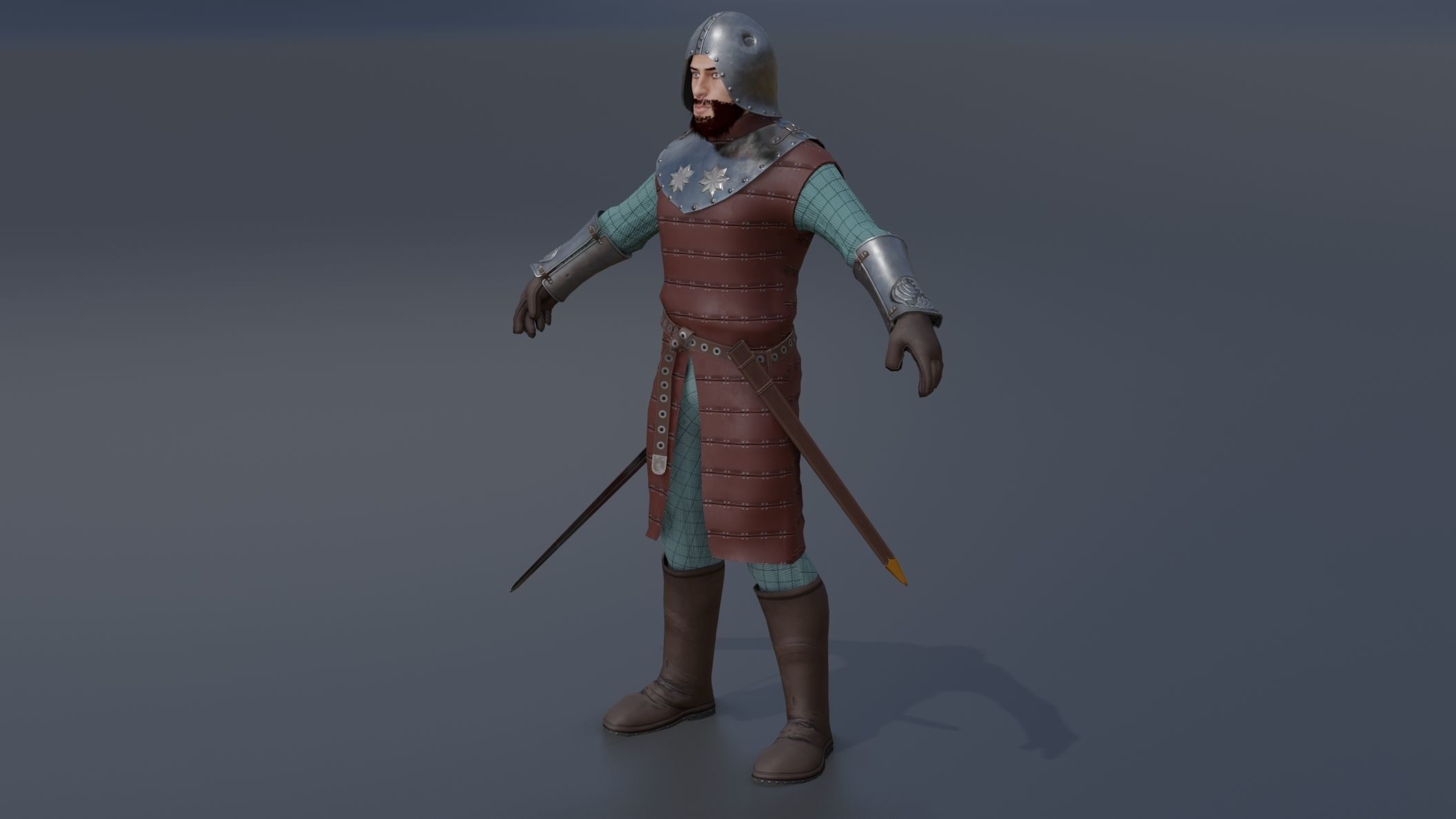 Model  medieval soldier 2 Low-poly 3D model_14