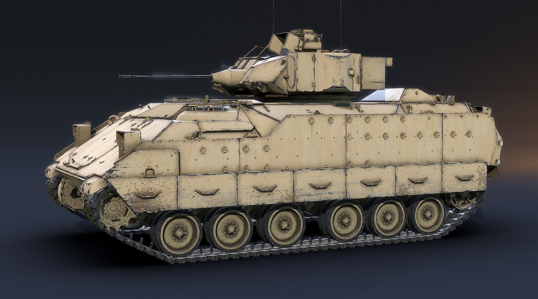 M2A2 Bradley LOD1 Low-poly 3D model_1
