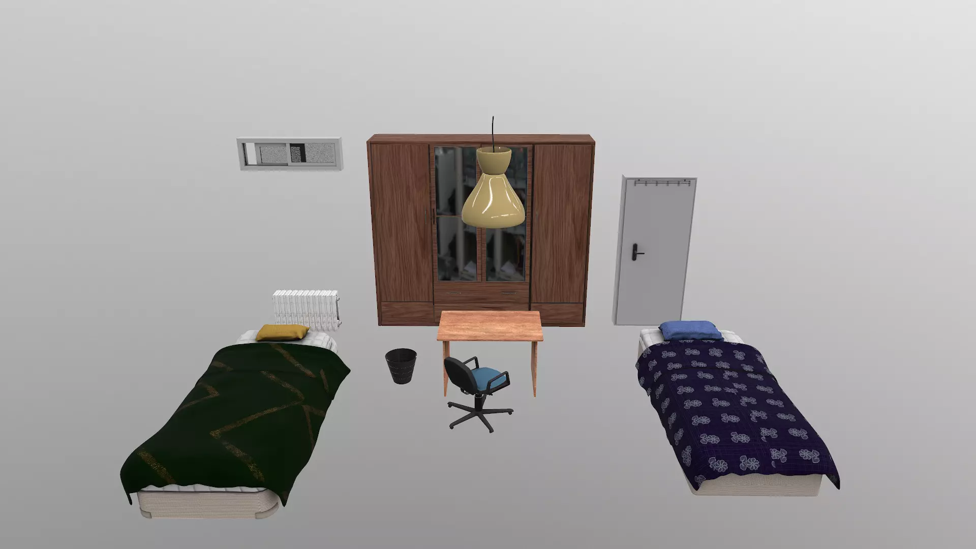 Bedroom Set cabinet with door and drawers 3D model