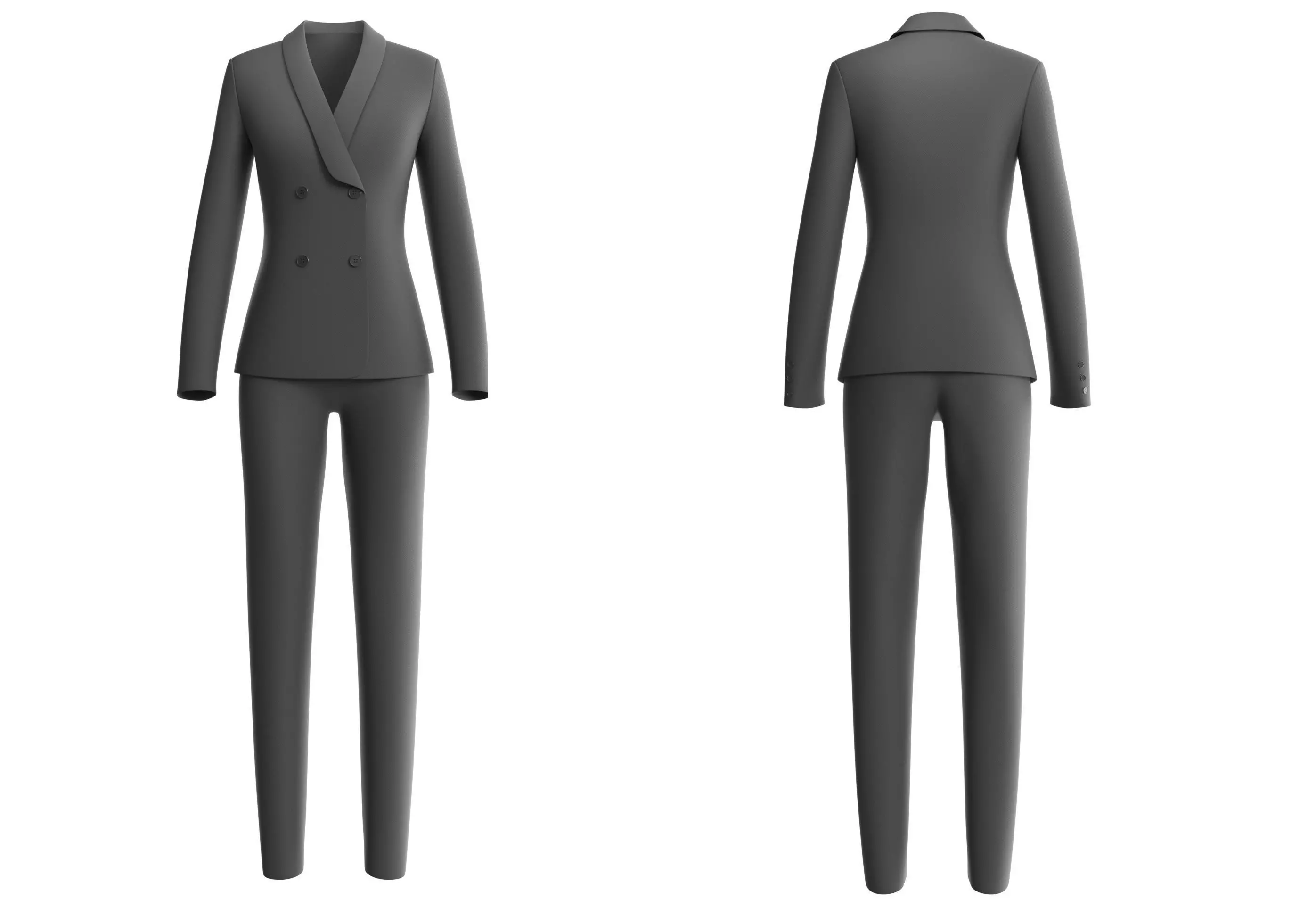 Female Suit - Lowpoly business suit set Low-poly 3D model