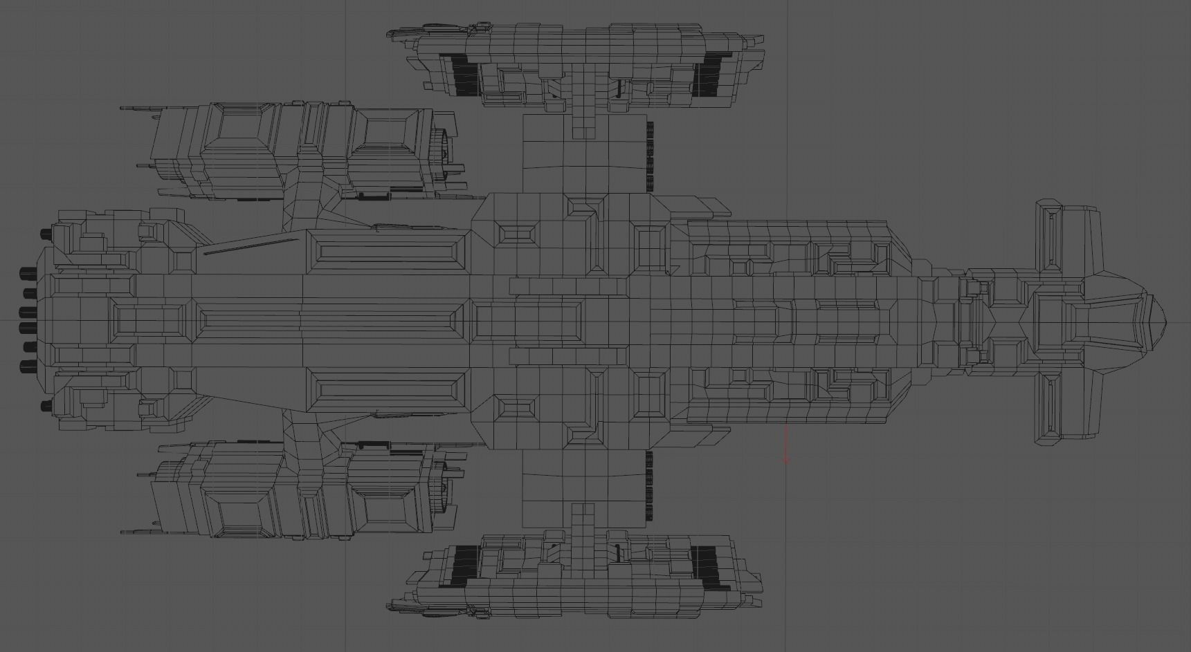 Space Battleship 3D model - low poly Spaceship Low-poly 3D model_7