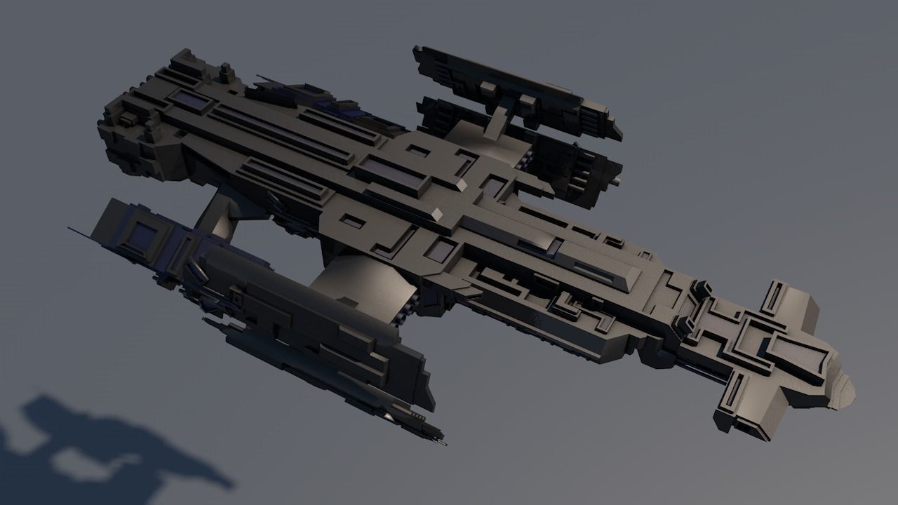 Space Battleship 3D model - low poly Spaceship Low-poly 3D model_4