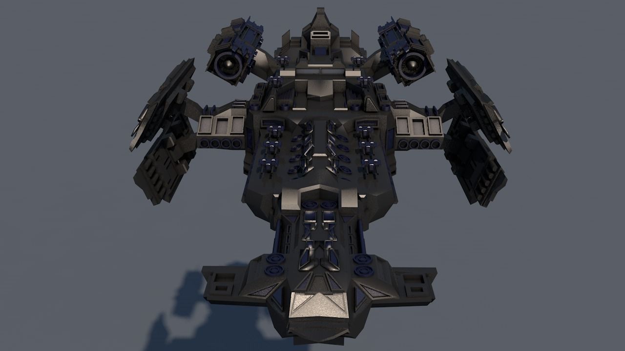 Space Battleship 3D model - low poly Spaceship Low-poly 3D model_2