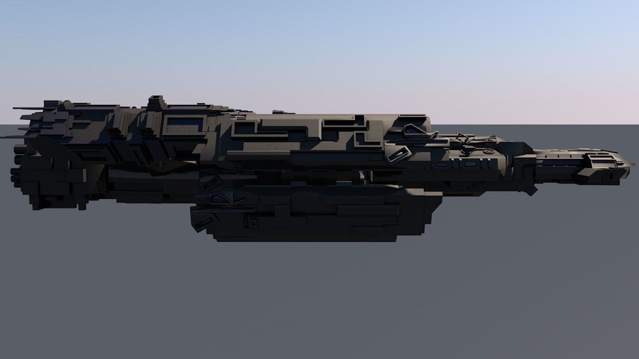 Space Battleship 3D model - low poly Spaceship Low-poly 3D model_3