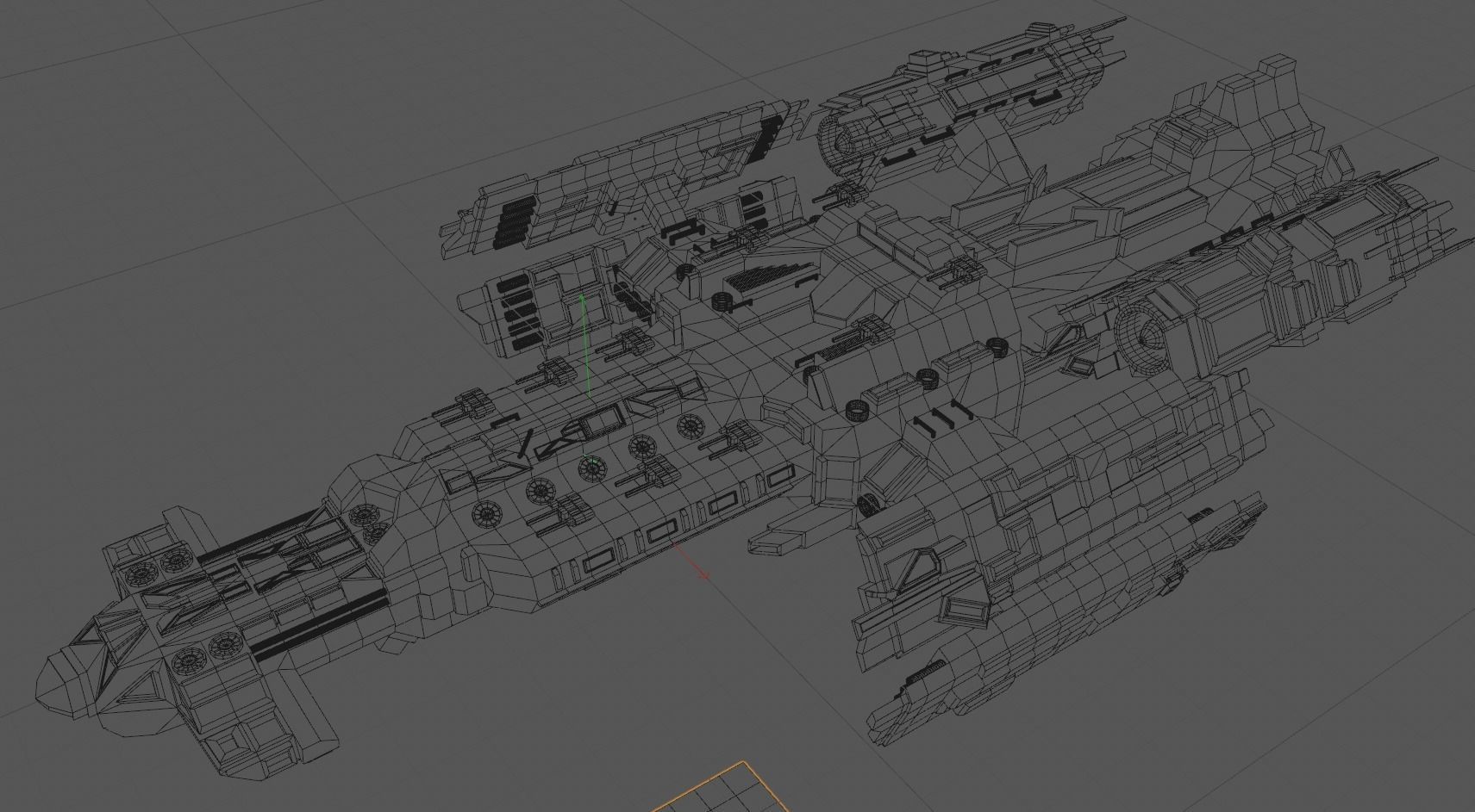 Space Battleship 3D model - low poly Spaceship Low-poly 3D model_5