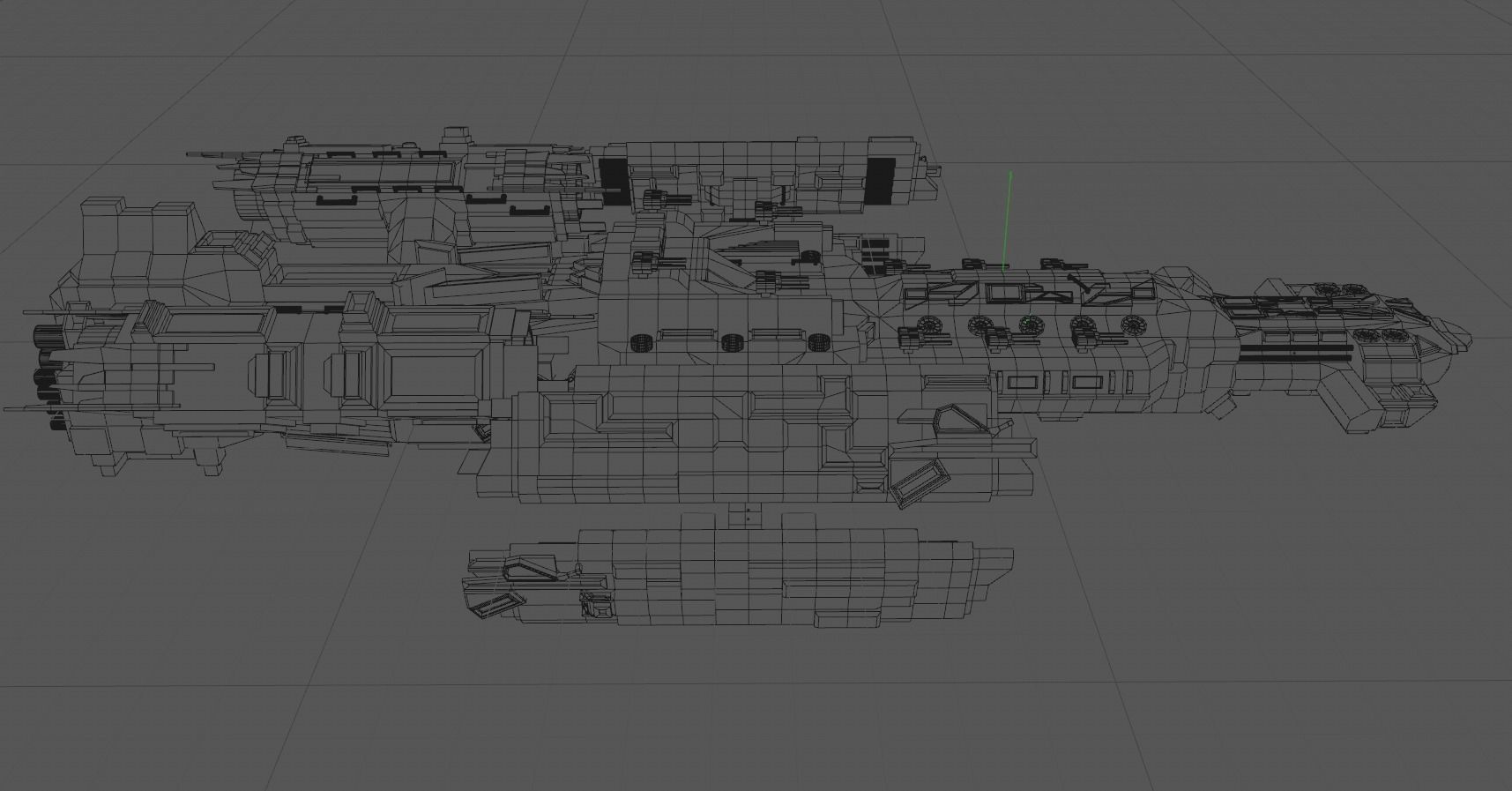 Space Battleship 3D model - low poly Spaceship Low-poly 3D model_8
