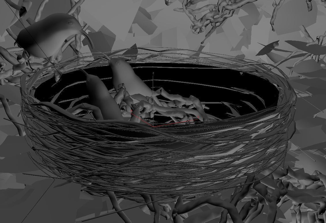 birds weth nest 3D model_3