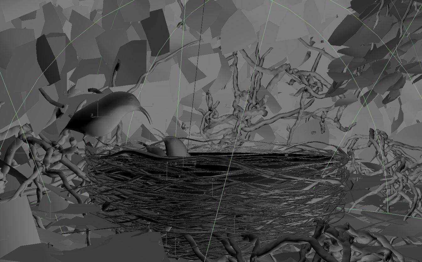 birds weth nest 3D model_2