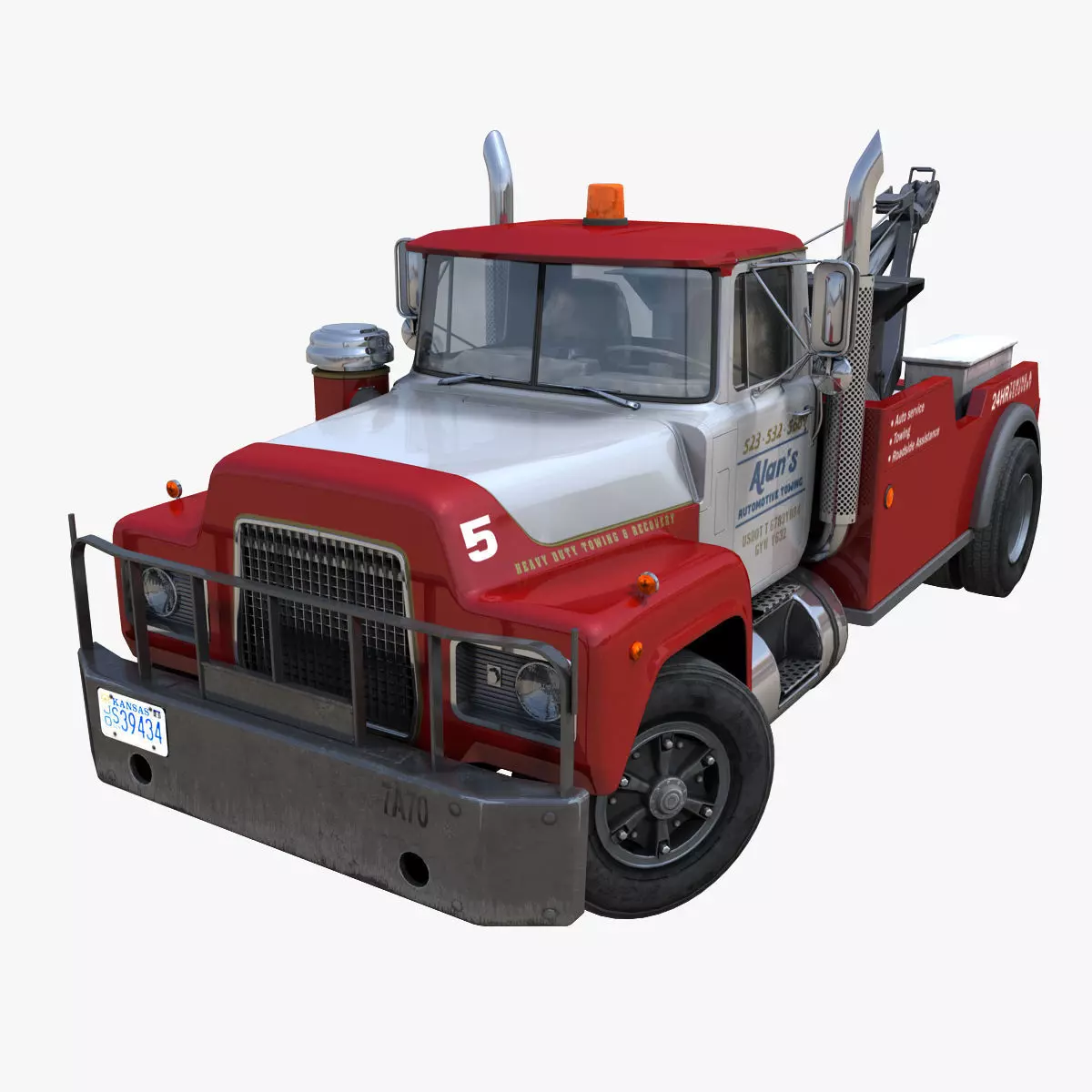 Vintage tow truck Low-poly 3D model