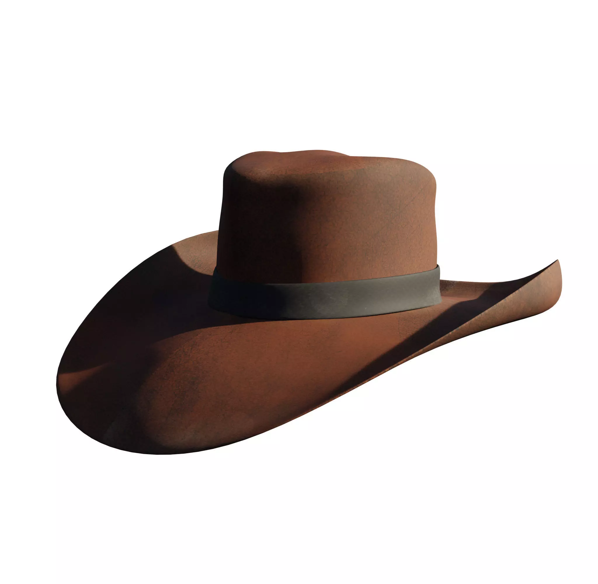 Western dirty hats Low-poly 3D model_0