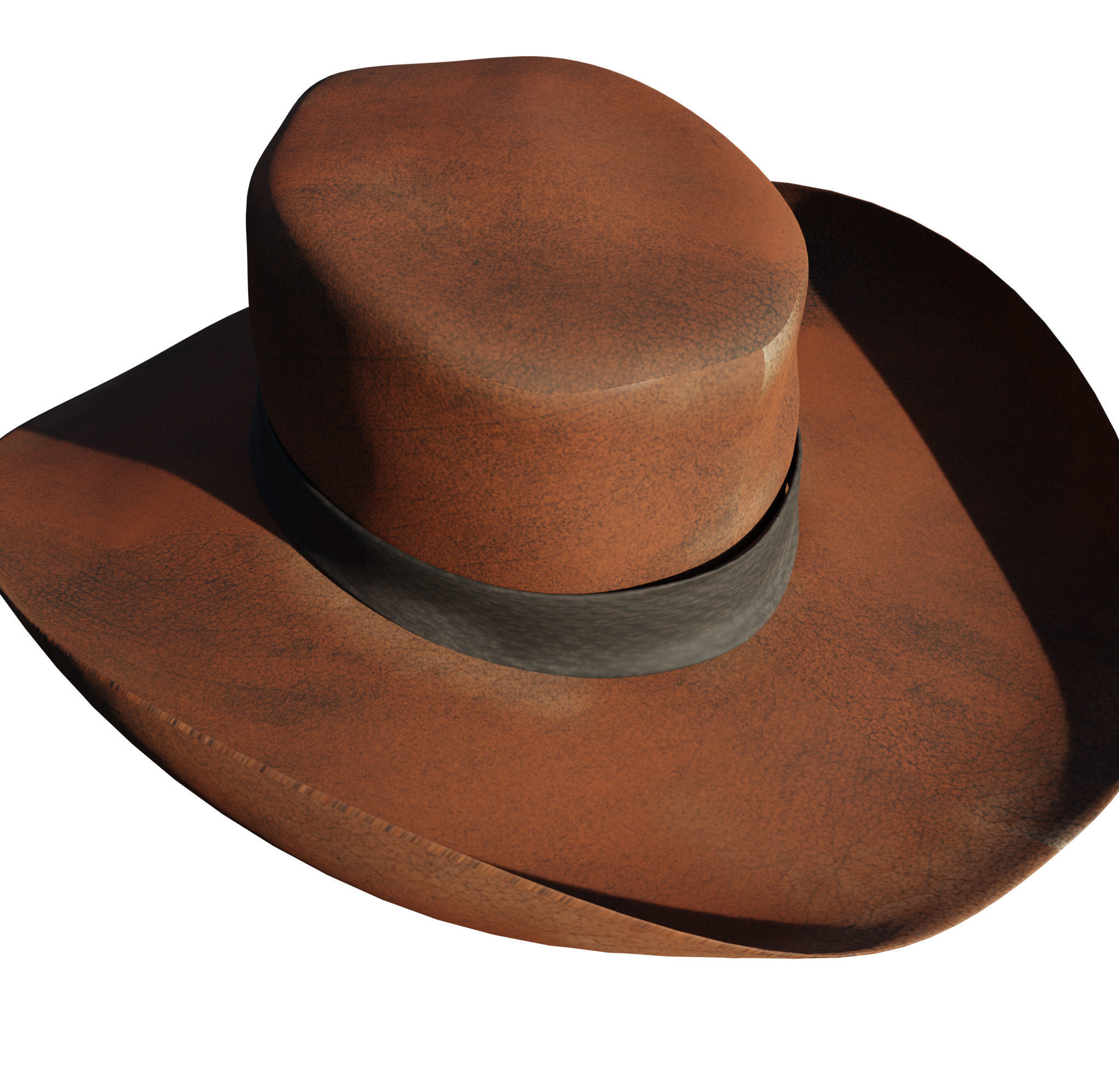 Western dirty hats Low-poly 3D model_1