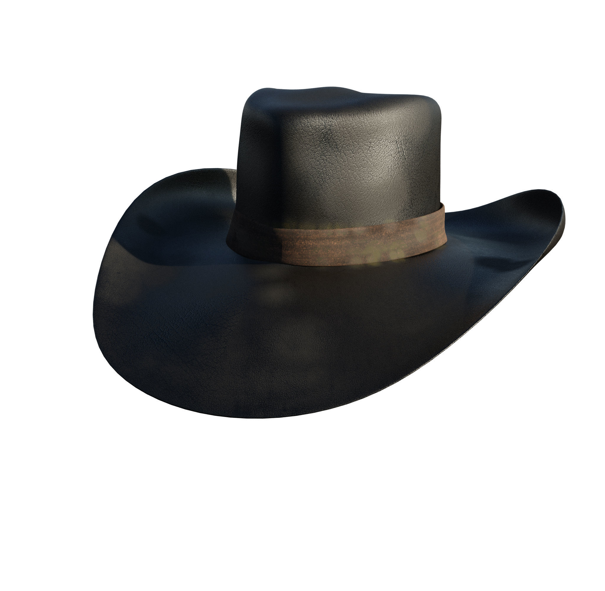 Western dirty hats Low-poly 3D model_7