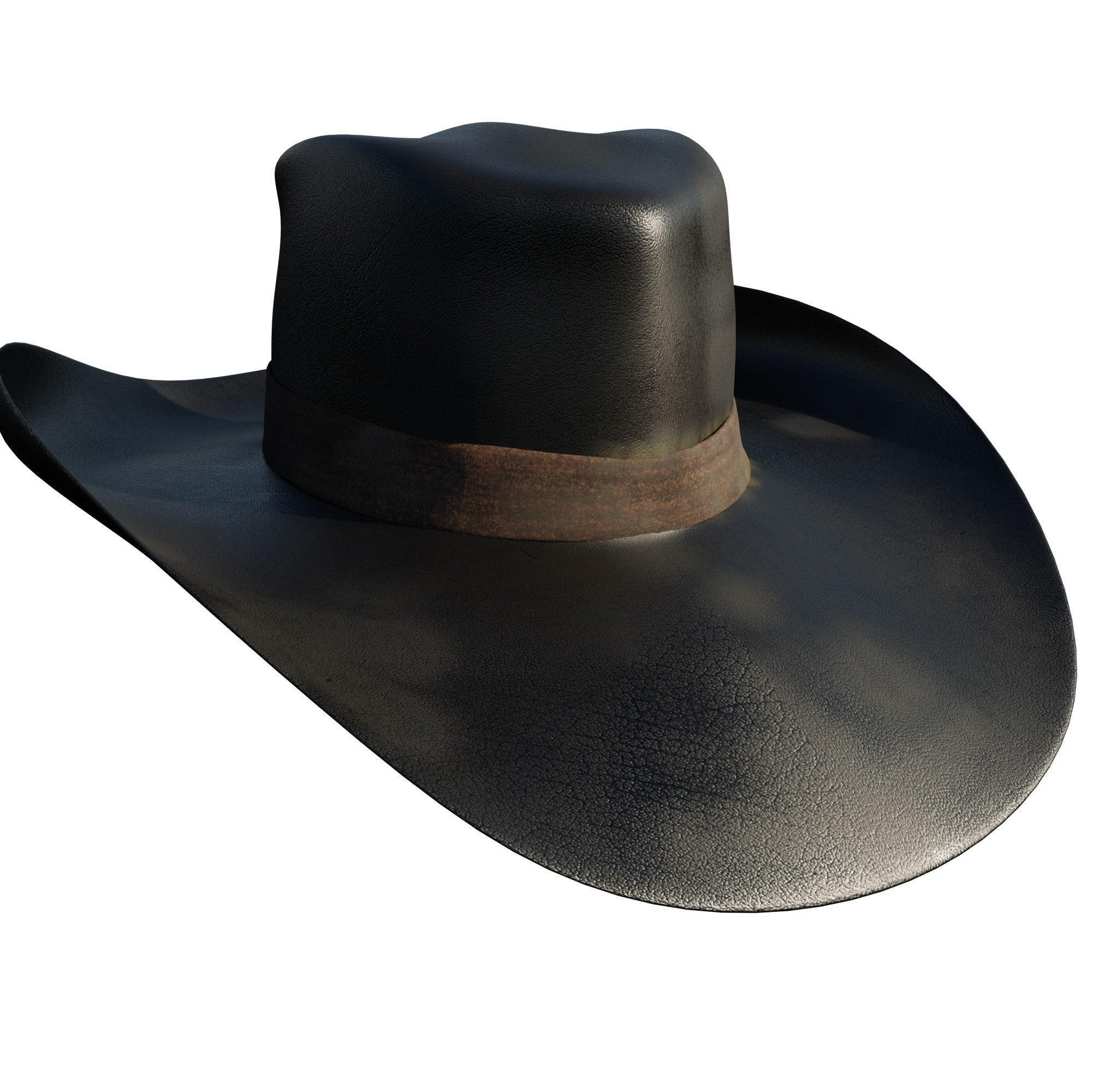 Western dirty hats Low-poly 3D model_3