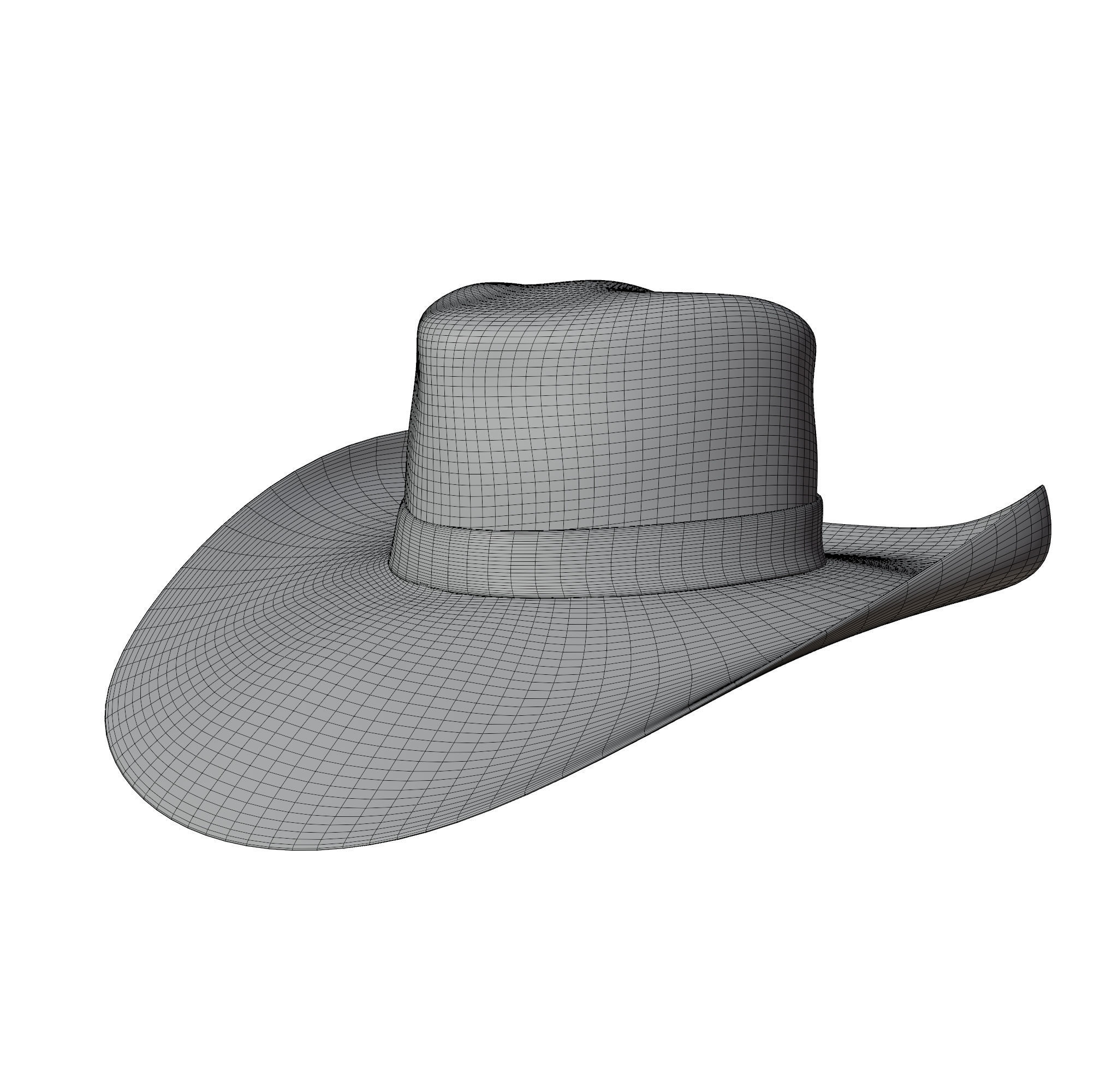 Western dirty hats Low-poly 3D model_8