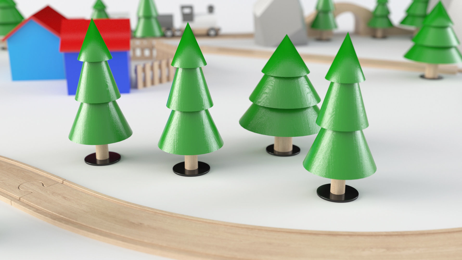 Wooden Toy Train 3D model_4