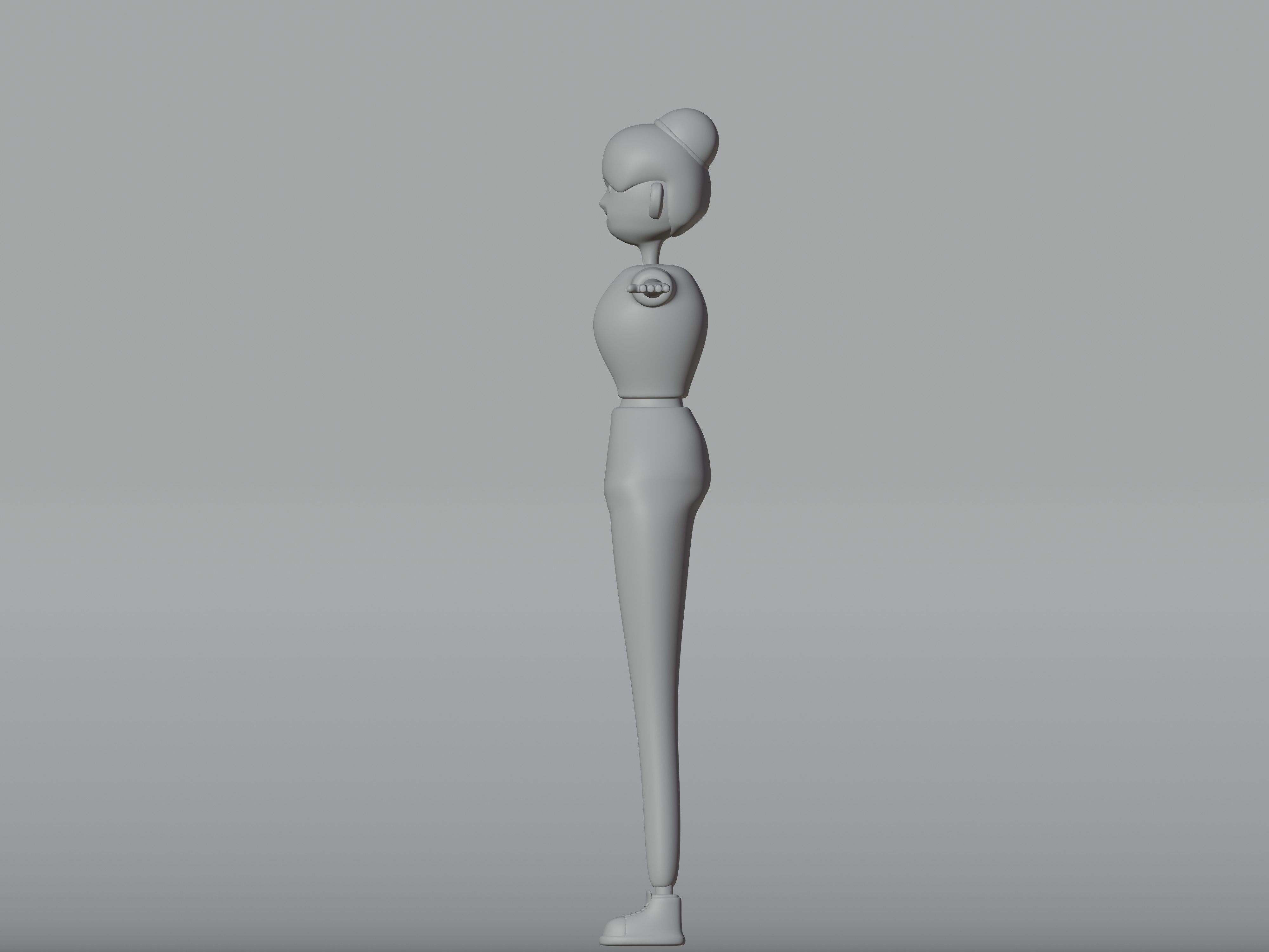 Female cartoon characters base mesh Low-poly 3D model_10