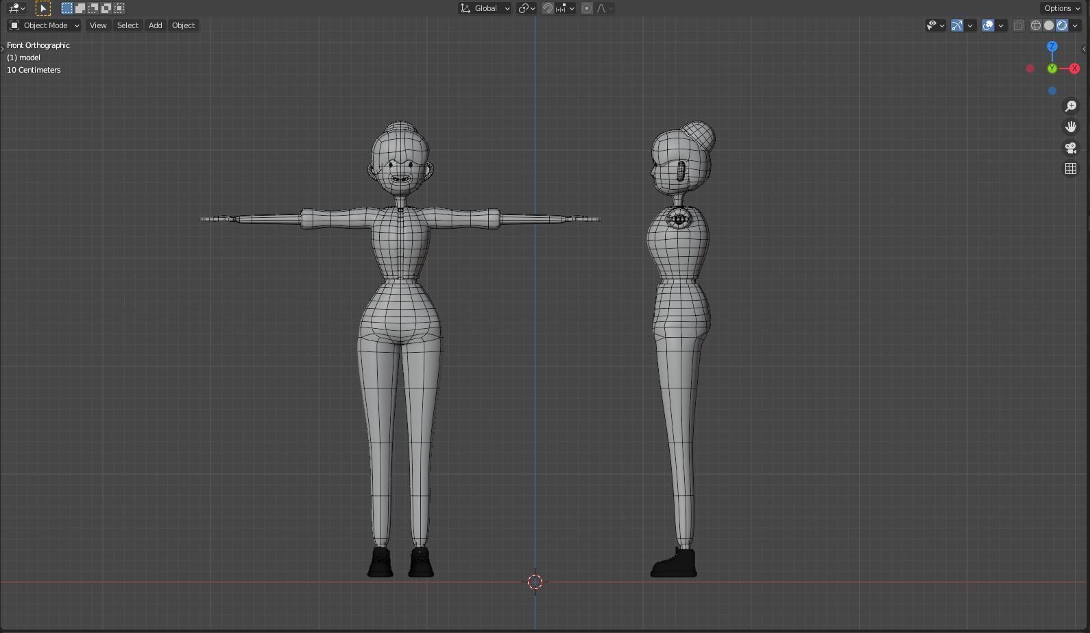 Female cartoon characters base mesh Low-poly 3D model_12